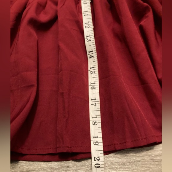 A26 Square Neck Smocked Blouse Flounced Long Sleeve Maroon Puff Sleeve sz Small - Picture 9 of 15